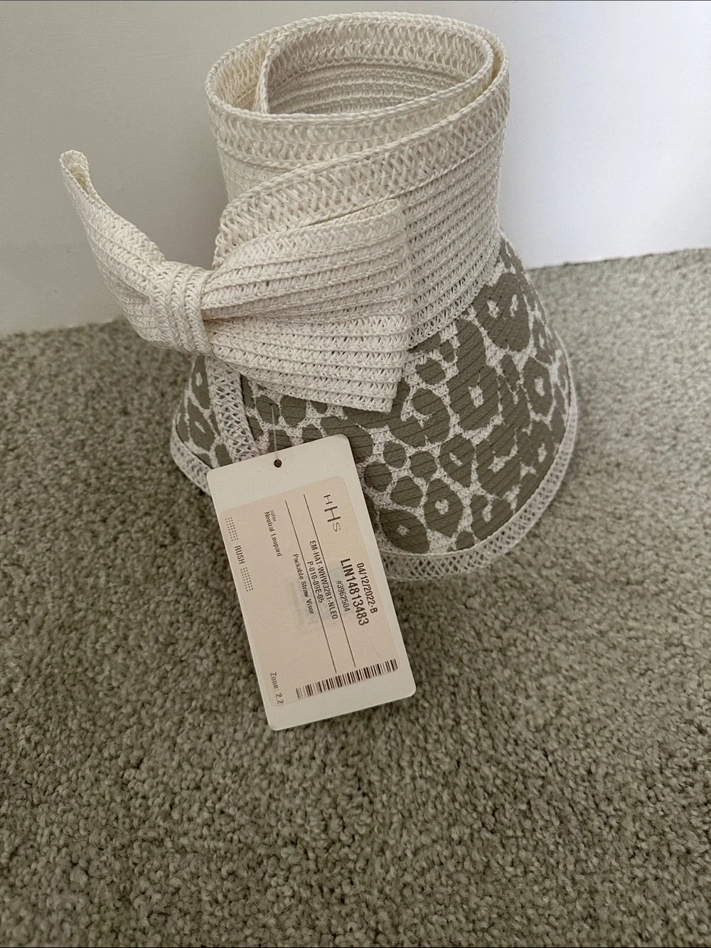 Marley Lilly Straw Visor with Beige Leopard Print